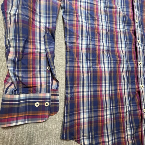 Peter Millar Shirt Men Medium Multicolor Plaid 100% Cotton Long Sleeve Button-Up - Picture 4 of 8